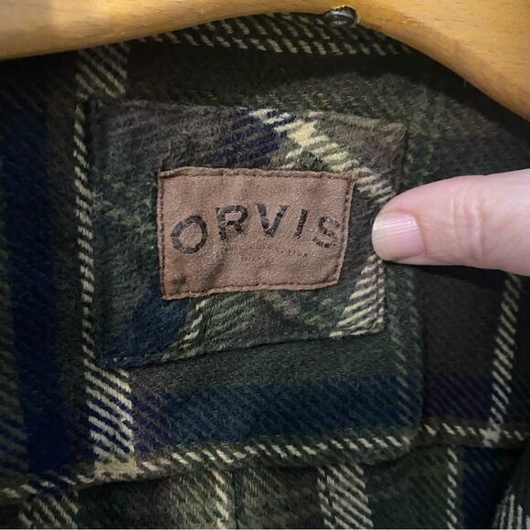 Mens Orvis Green Flannel Plaid jacket Shirt shacket XL grandpa gorpcore cotton - Picture 2 of 11